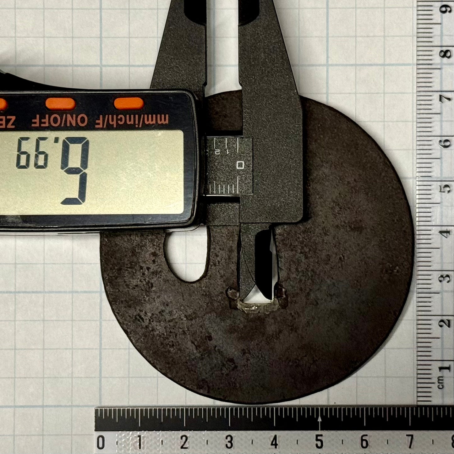 Tsuba, Iron, Maru Gata, 70mm x 70.3mm x 6.9mm (Antique)