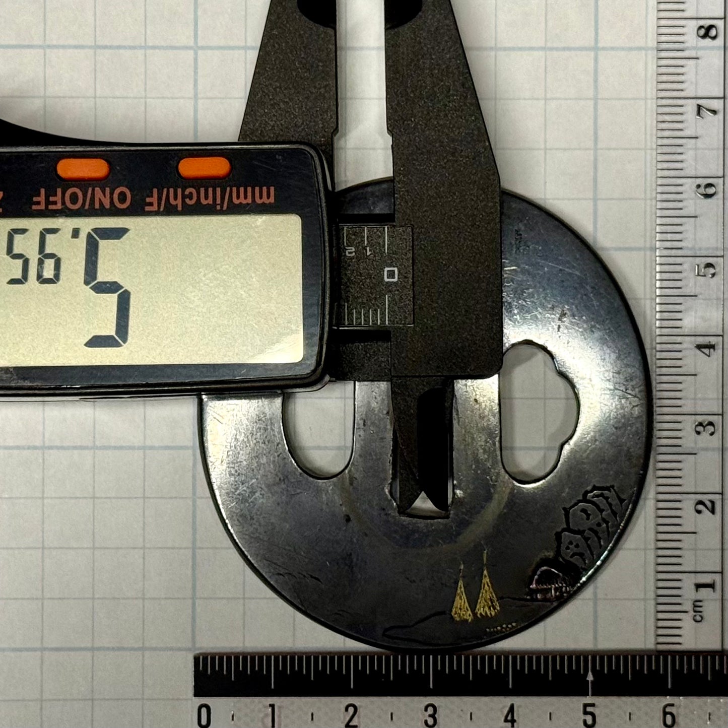 Tsuba, Shakudo, Maru Gata, 57.6mm x 60.5mm x 5.9mm (Antique)