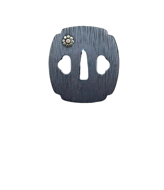 Tsuba, Steel, Mokko Gata, 68.3mm x 75mm x 7.3mm (Reproduction)