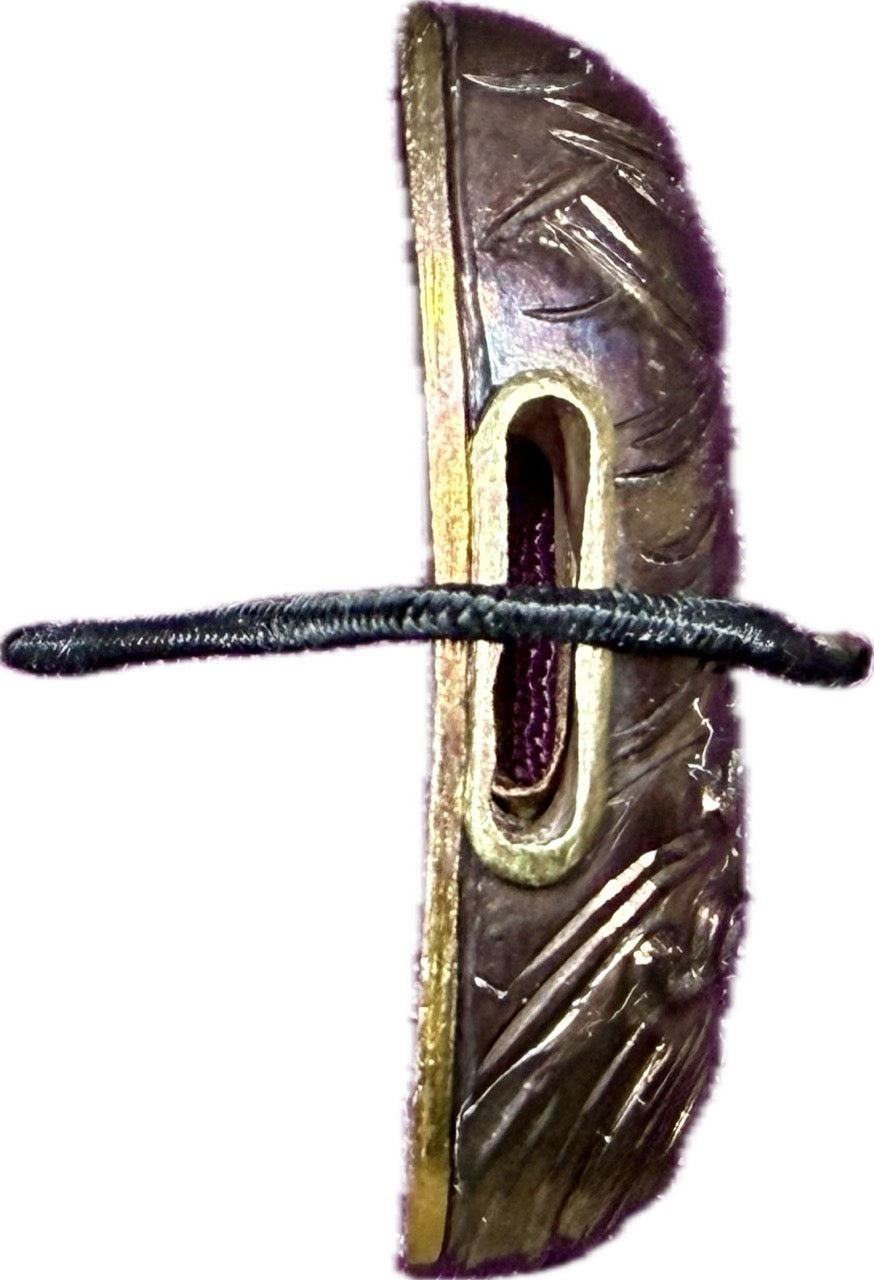 Fuchi Kashira Set, Shakudo, Waves (Antique) w/ Storage Box