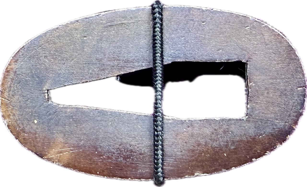 Fuchi Kashira Set, Shakudo, Waves (Antique) w/ Storage Box