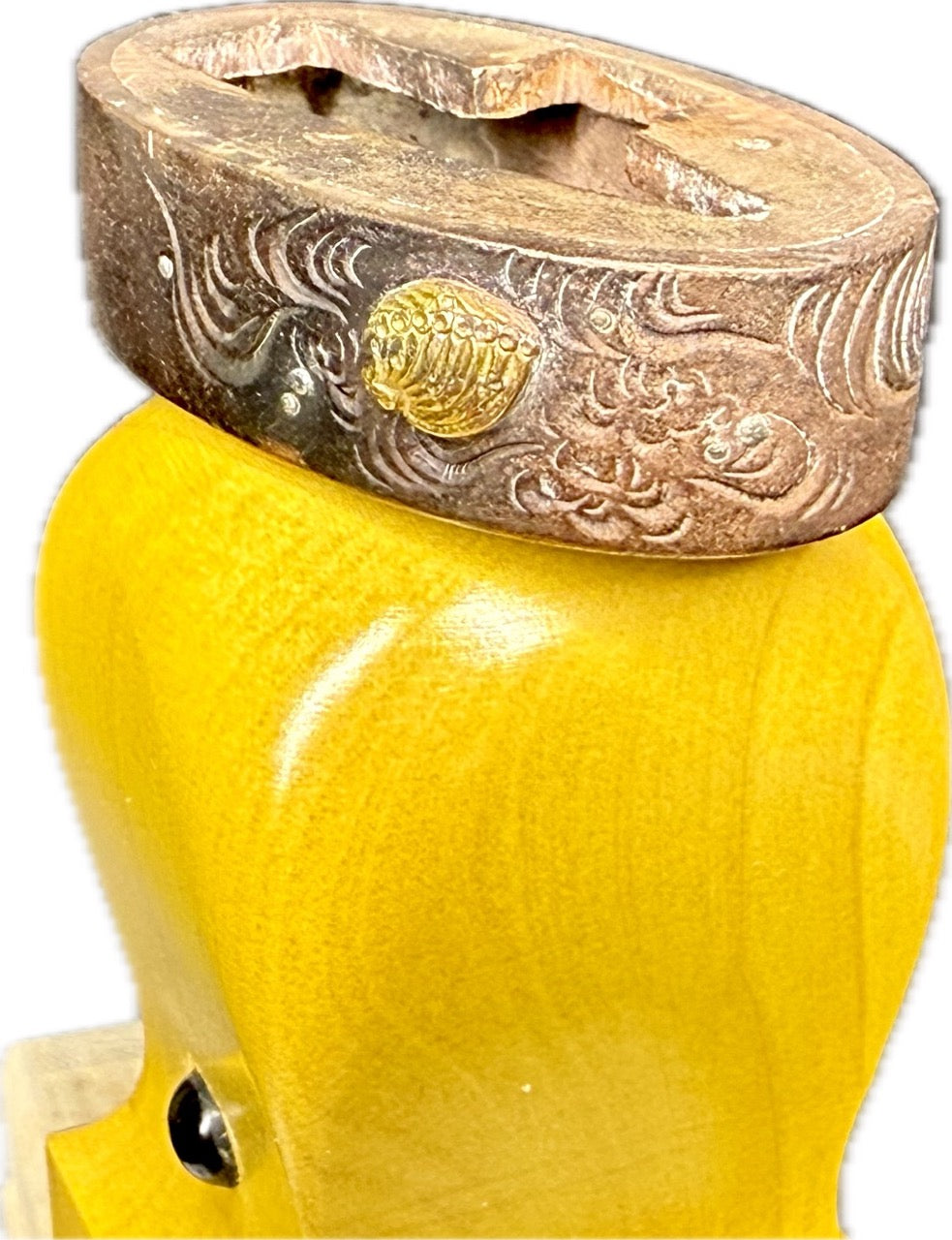 Fuchi, Shakudo, Seashells, 37.9mm x 21.5mm, 7.6mm Nakago-ana (Antique)