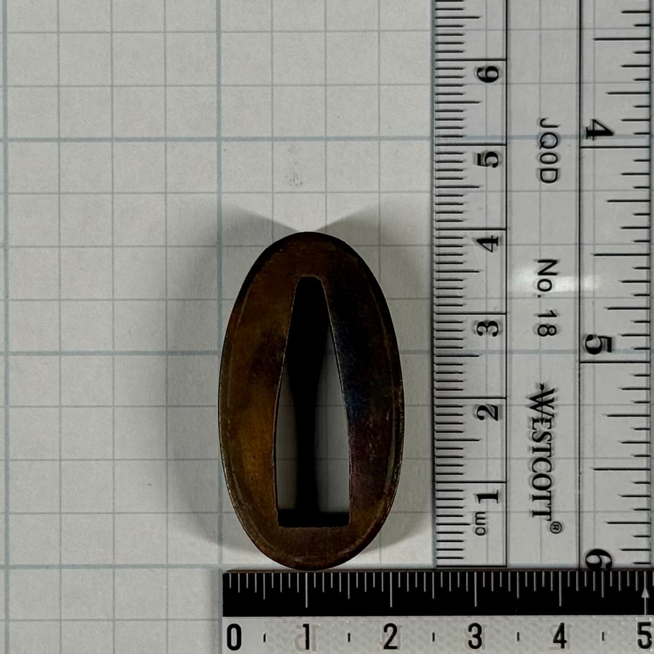 Fuchi, Copper, Plain, 39mm x 21.6mm, 7.9mm Nakago-ana (Antique)